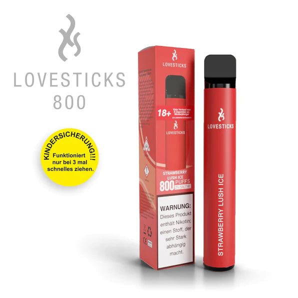 LOVESTICKS 800 – STRAWBERRY LUSH ICE E-Zigarette (8022482321639)