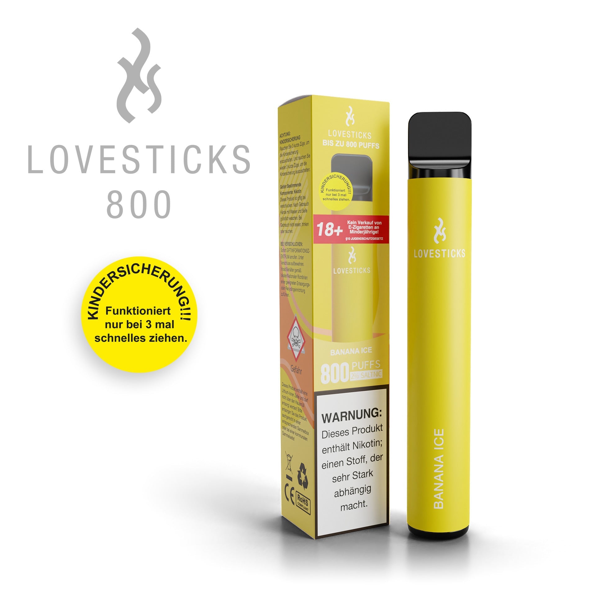 LOVESTICKS 800 – BANANA ICE E-Zigarette (8125159702823) (8022478684391)