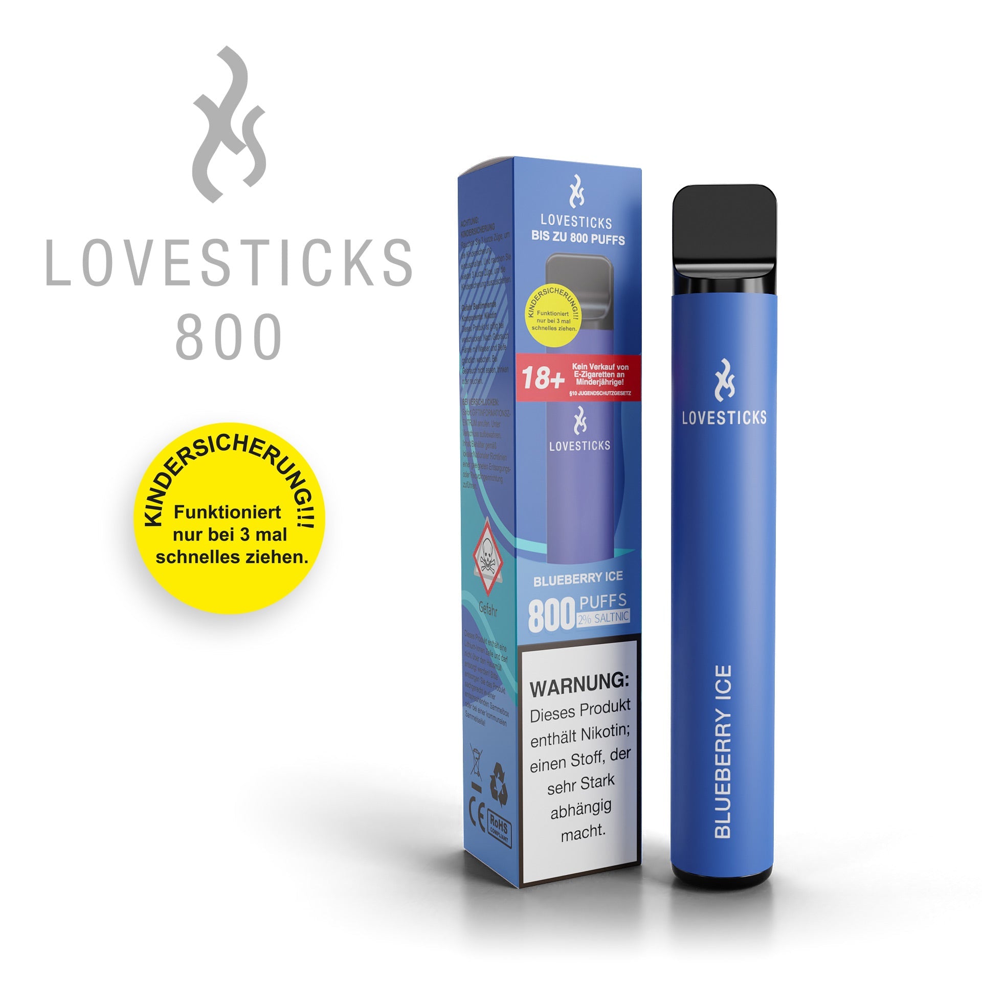 LOVESTICKS 800 – BLUEBERRY ICE E-Zigarette (8125160259879) (8022723756263)