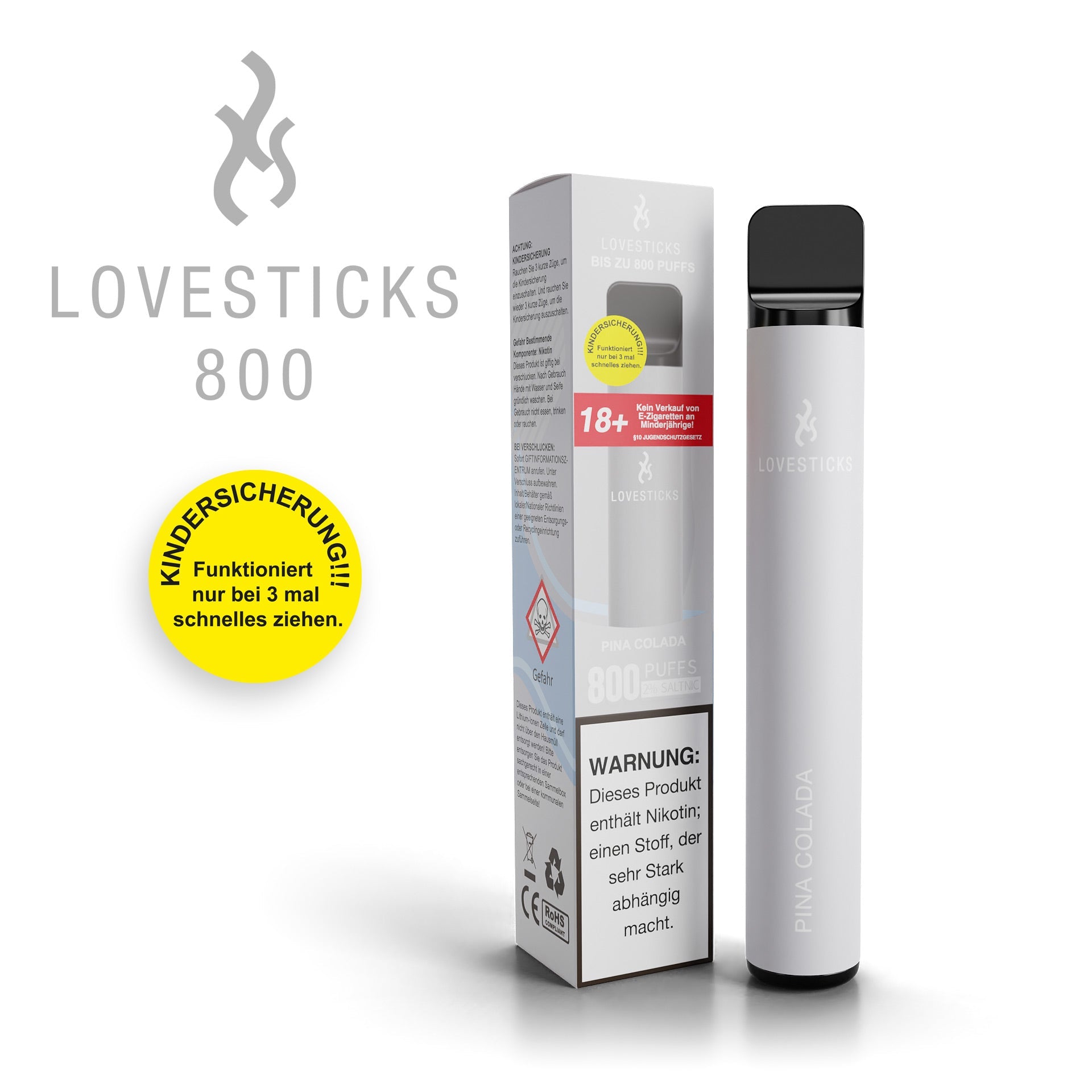 LOVESTICKS 800 – PINA COLADA E-Zigarette (8125160423719) (8027931115751)