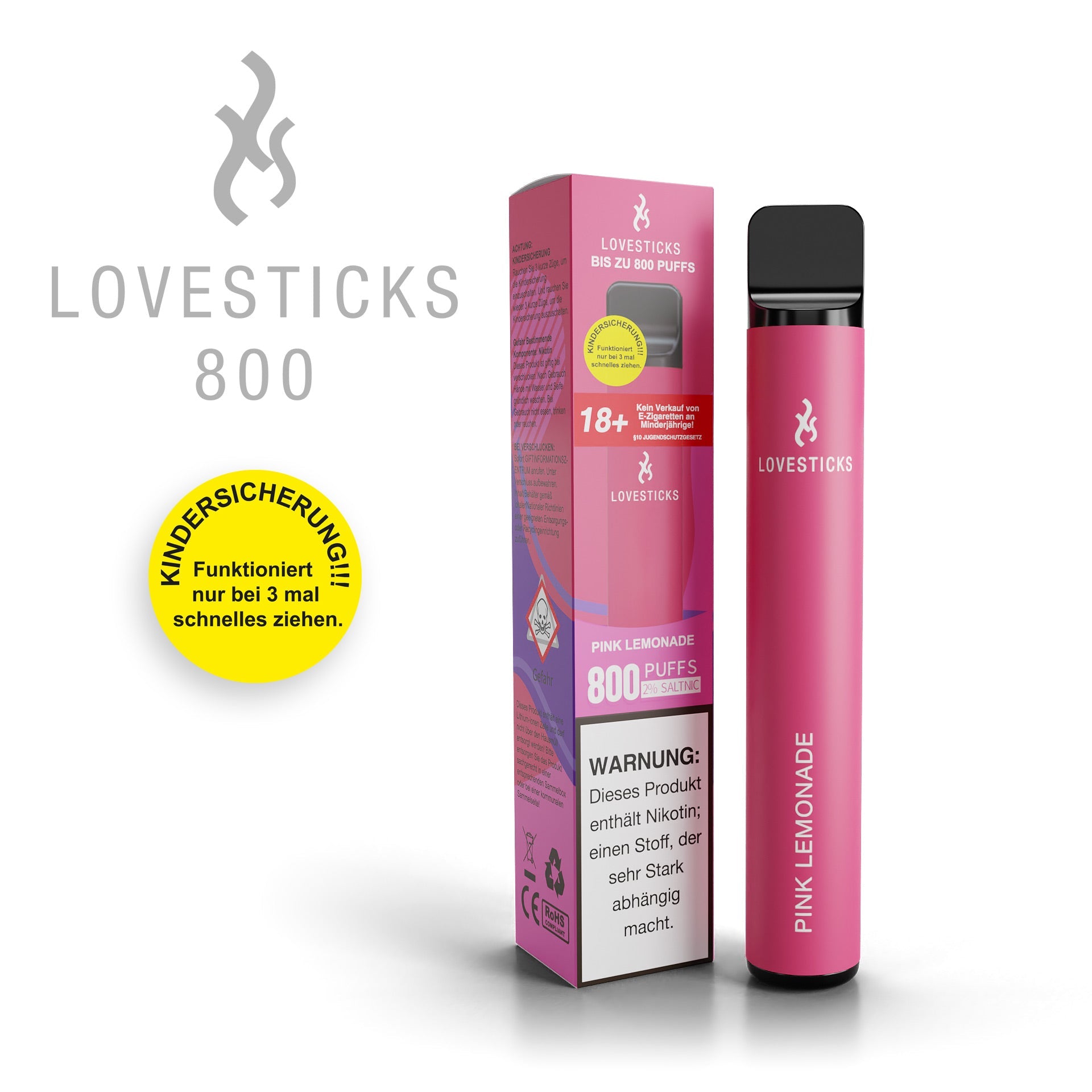 LOVESTICKS 800 – PINK LEMONADE E-Zigarette (8125159112999) (8022470721767)