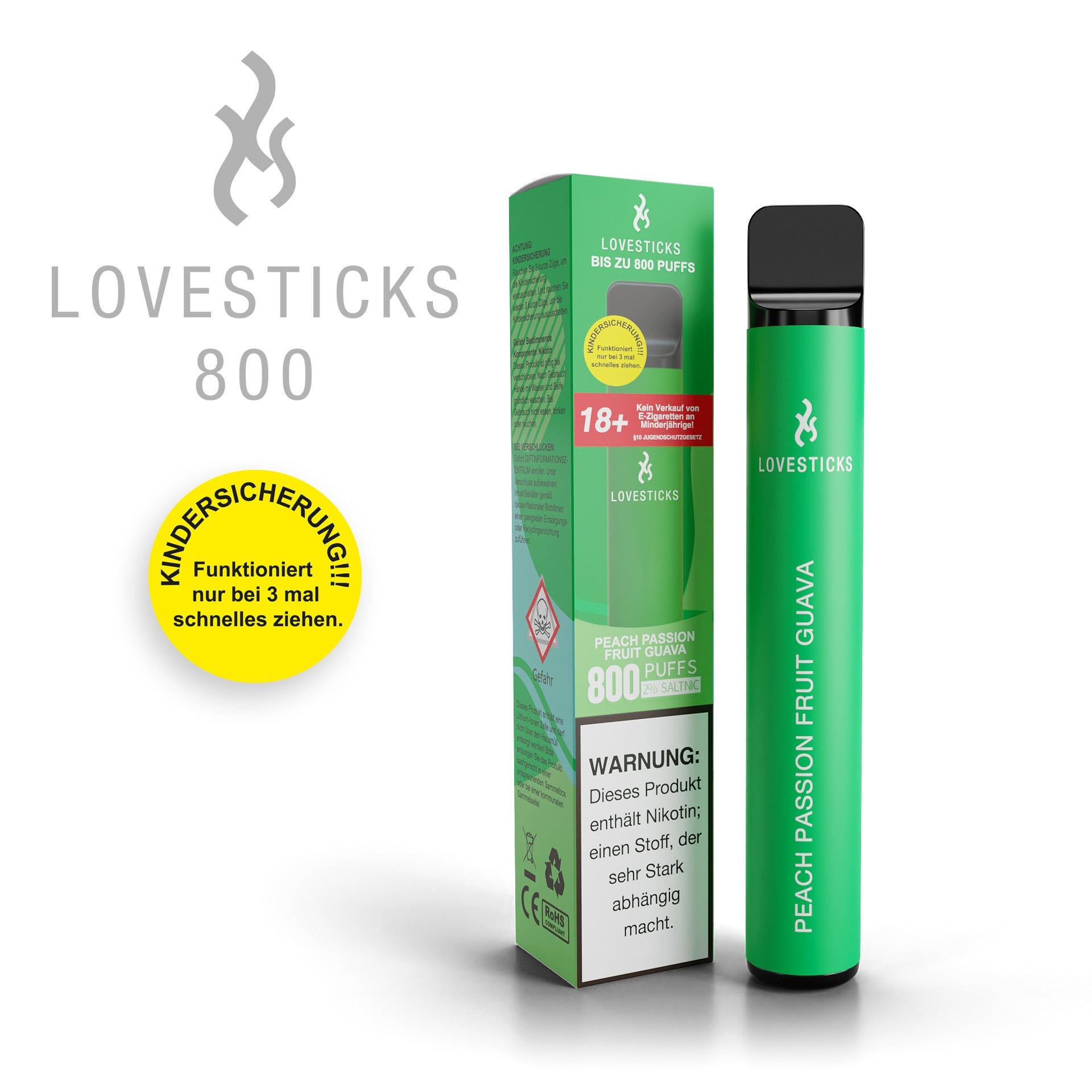 LOVESTICKS 800 – PEACH PASSION FRUIT GUAVAE E-Zigarette (8368834347345) (8366565425484)
